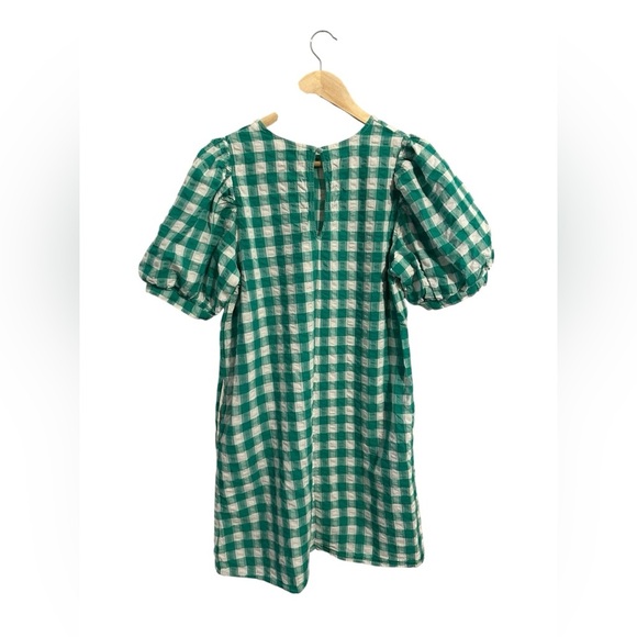a new day Green White Checkered Gingham Puff Sleeve Midi Sheath Dress Large - Picture 4 of 11